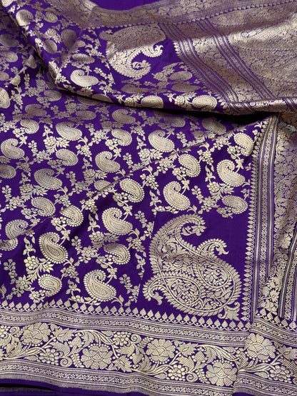 Purple Handwoven Pure Banarasi Silk Saree