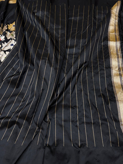 Black Handwoven Banarasi Pure Silk Saree