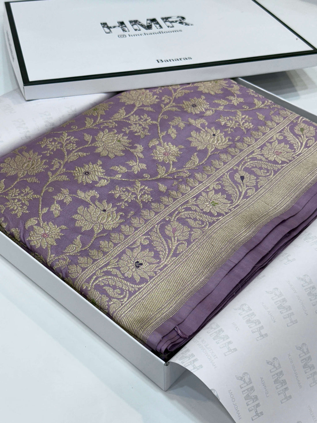 Lavender Handwoven Banarasi Pure Silk Saree