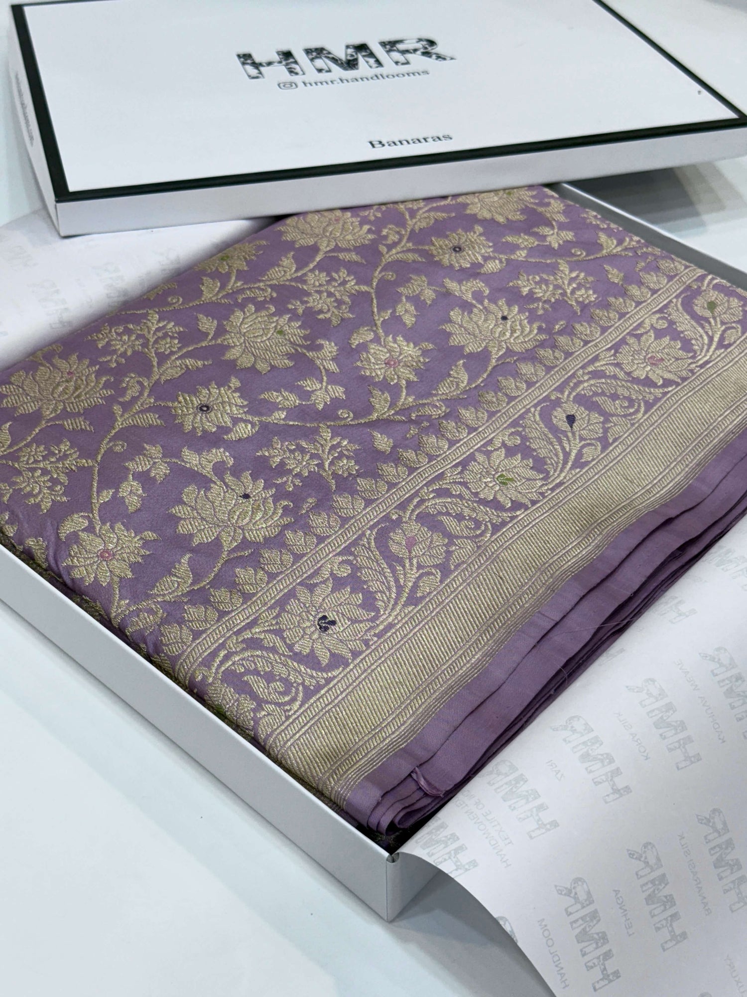 Lavender Handwoven Banarasi Pure Silk Saree