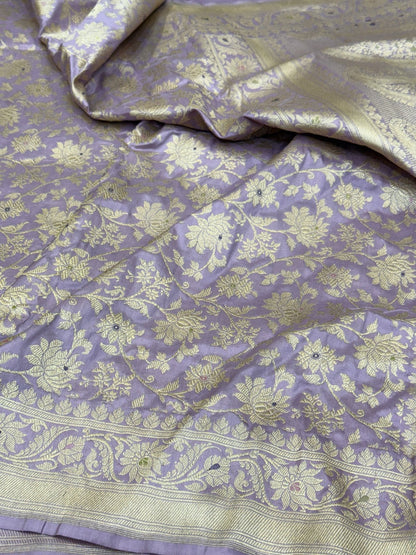 Lavender Handwoven Banarasi Pure Silk Saree