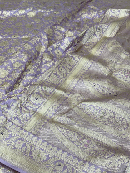 Lavender Handwoven Banarasi Pure Silk Saree