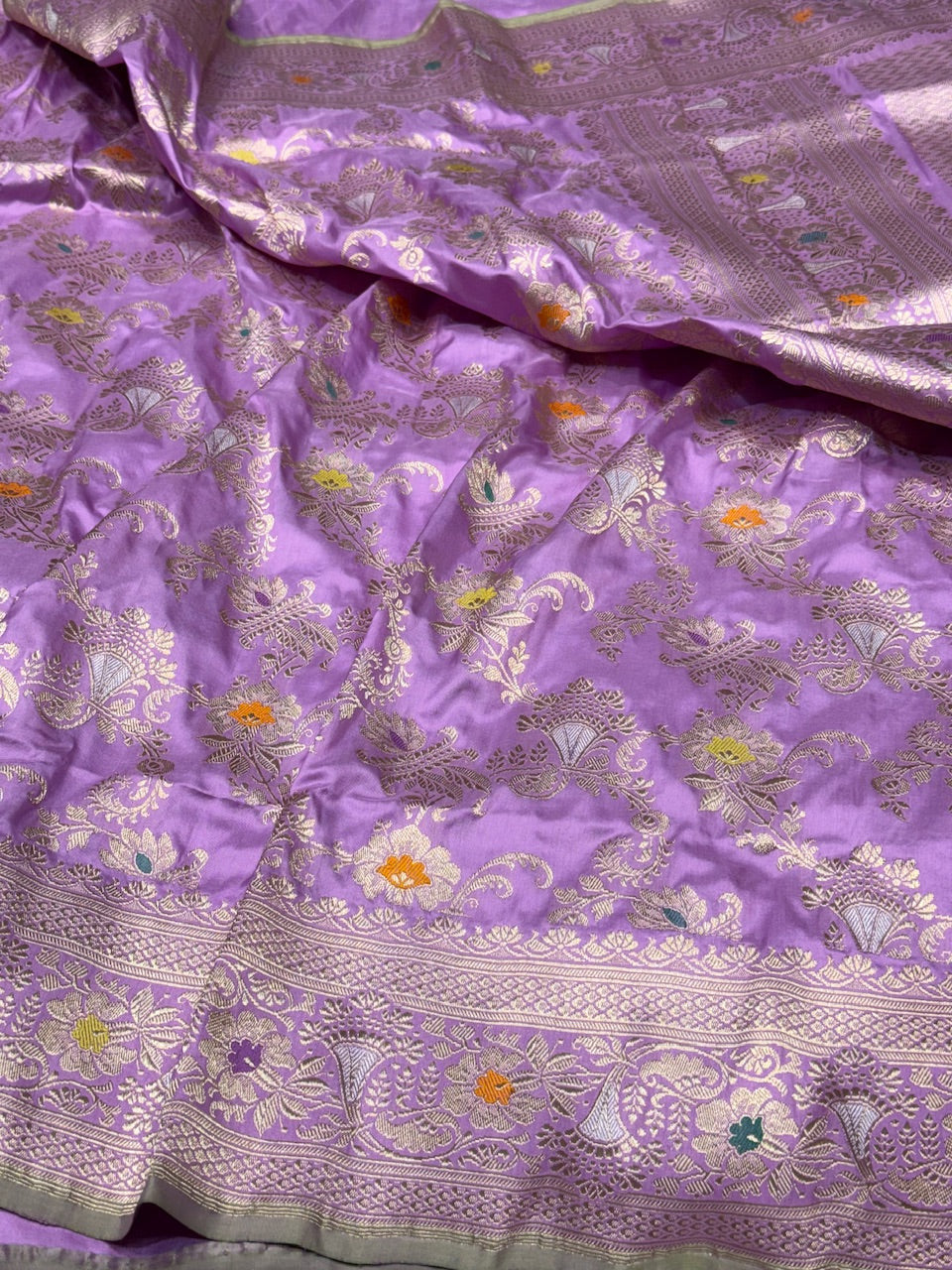 Lavender Handwoven Pure Banarasi Silk Saree
