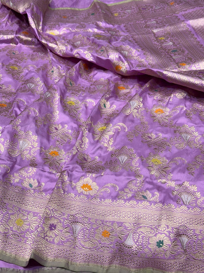 Lavender Handwoven Pure Banarasi Silk Saree