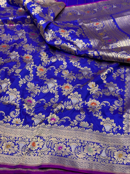 Royal Blue Handwoven Pure Banarasi Silk Saree