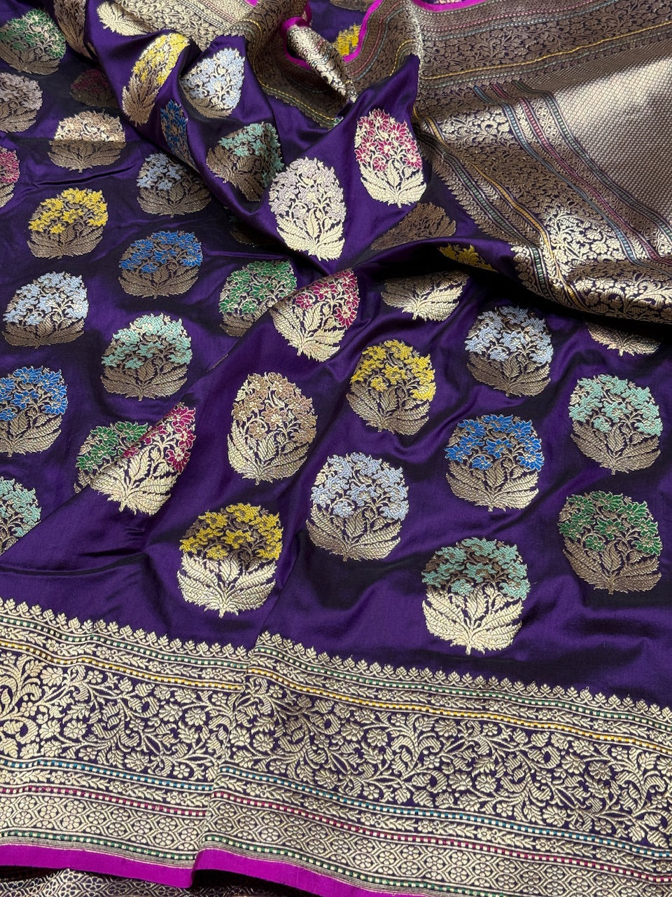 Purple Handwoven Pure Banarasi Silk Saree