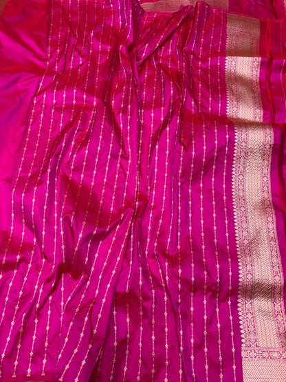 Rani Pink Banarasi Pure Katan Silk Saree