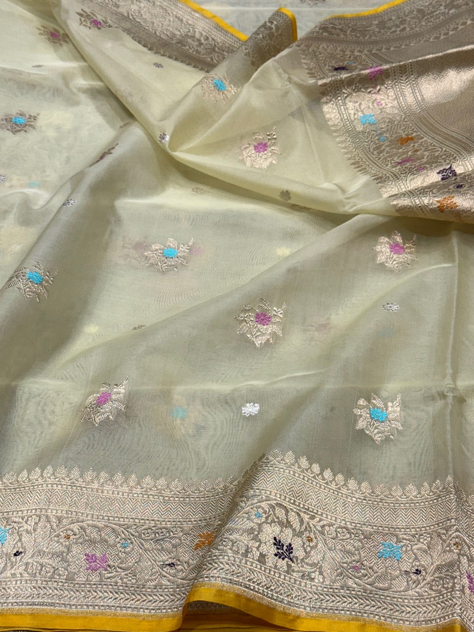 Handwoven Pure Banarasi Organza Silk Saree