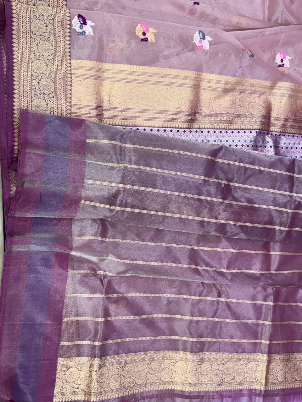 Lavender Handwoven Pure Tissue Saree