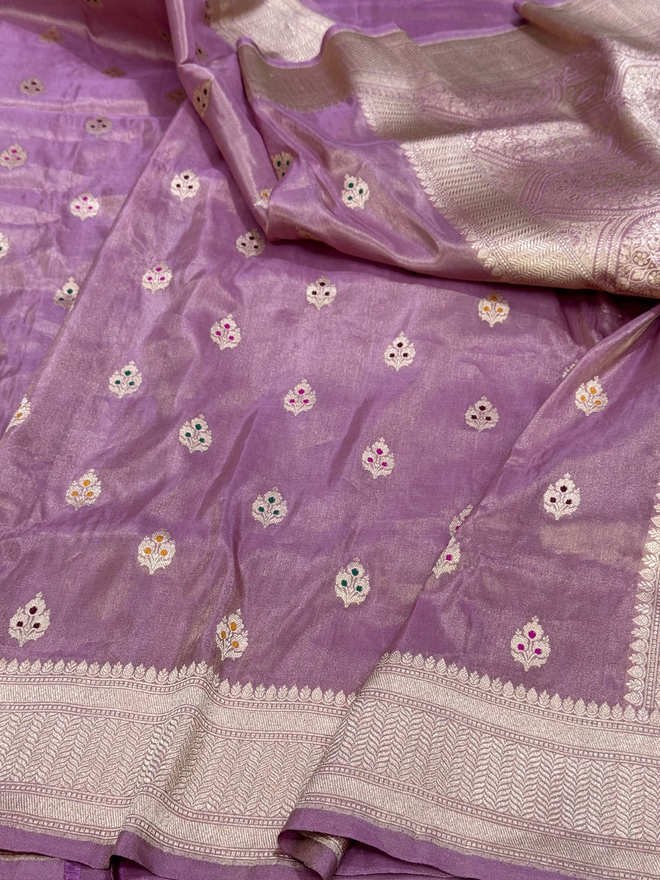 Lavender Handwoven Pure Tissue Saree