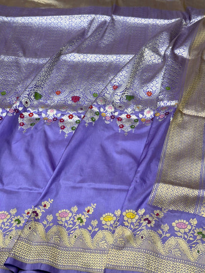 Lavender Handwoven Banarasi Pure Silk Saree