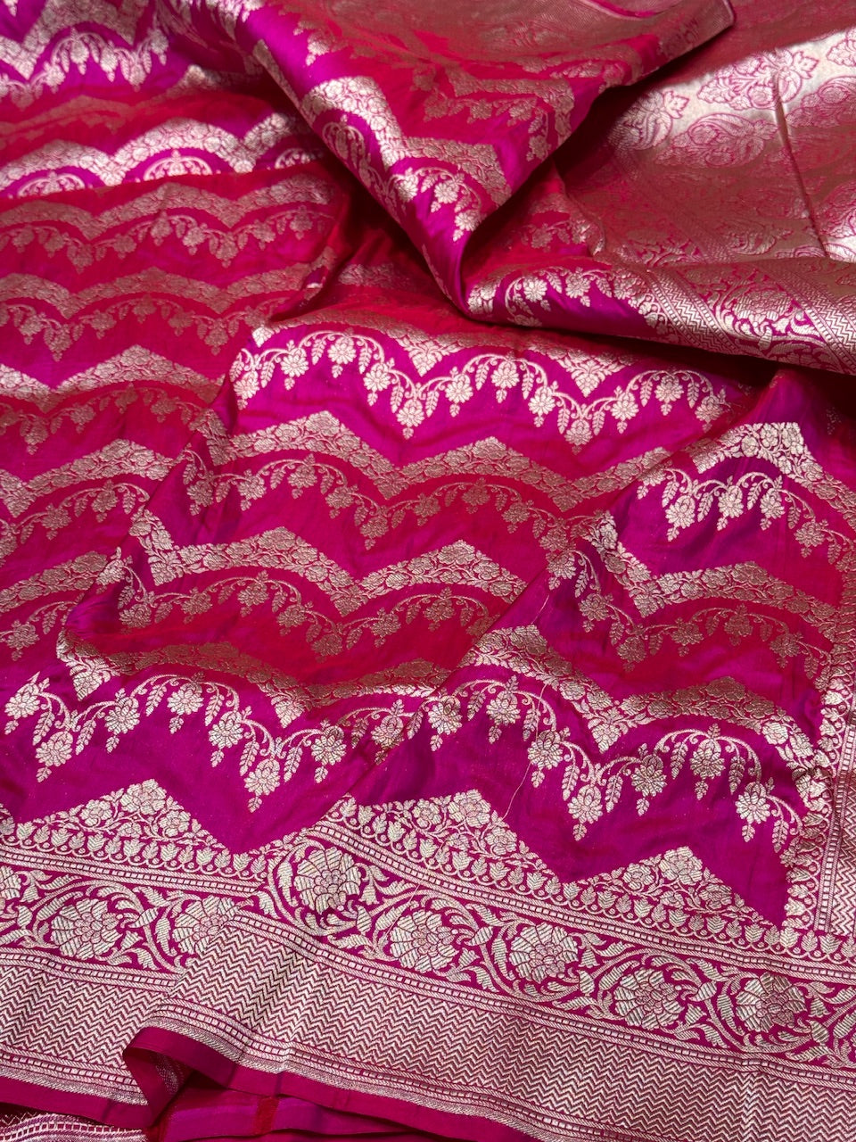 Rani Pink Pure Silk Saree