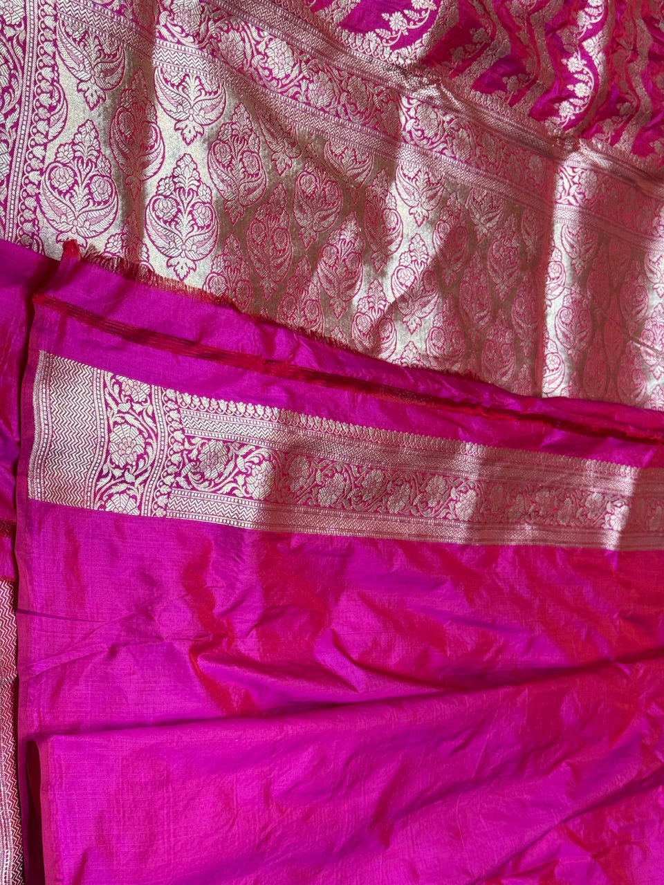 Rani Pink Pure Silk Saree