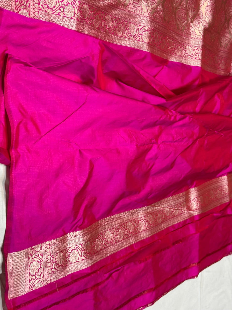 Rani Pink Pure Silk Saree