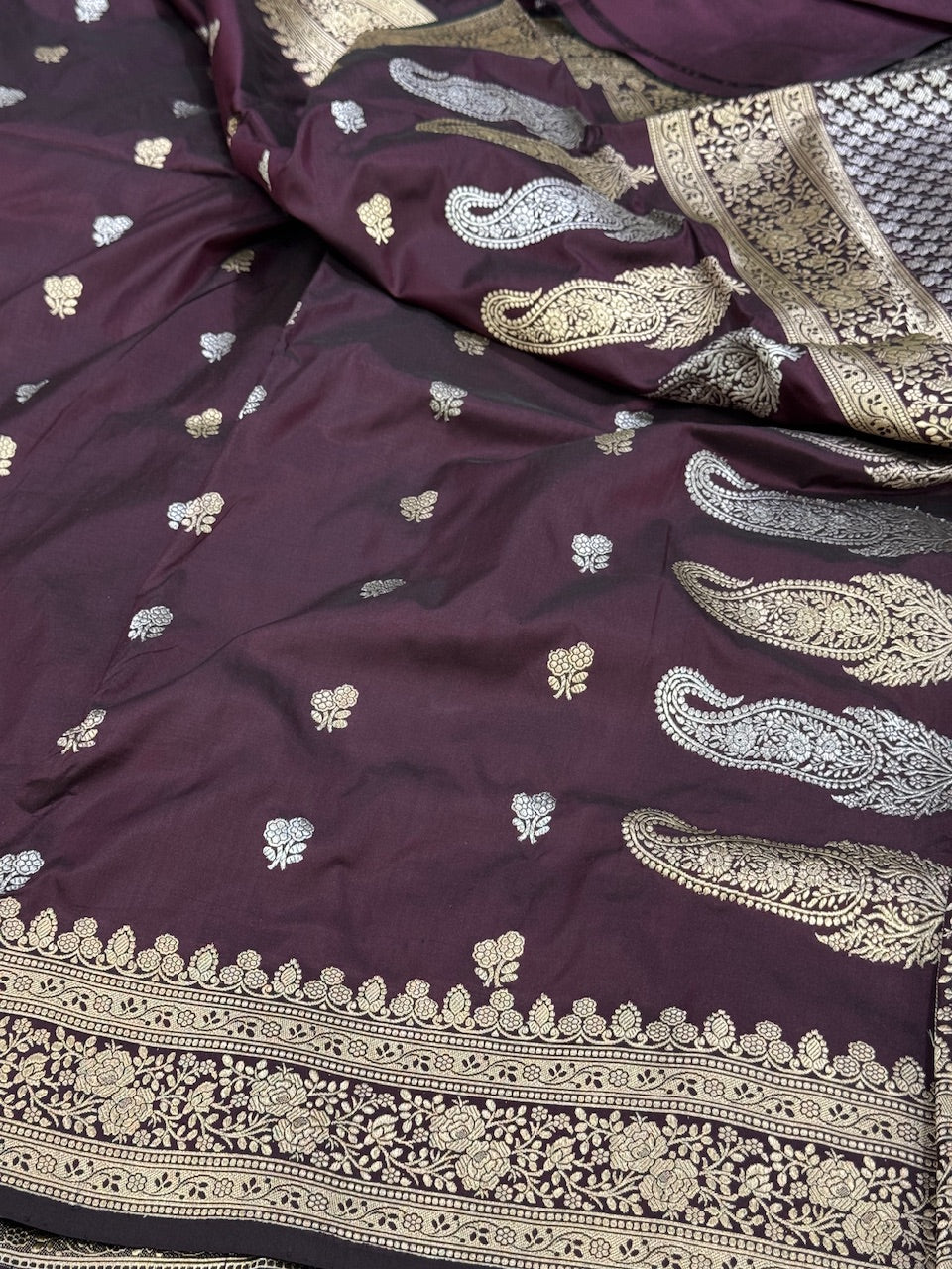 Coffee Handwoven Banarasi Silk Saree