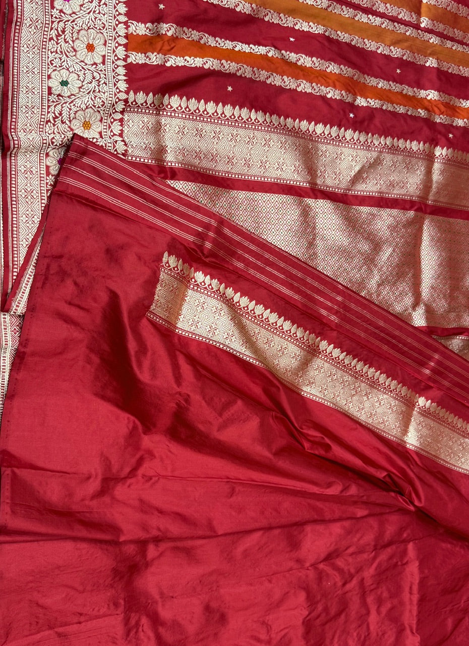 Red Rangkaat Handwoven Pure Banarasi  Saree