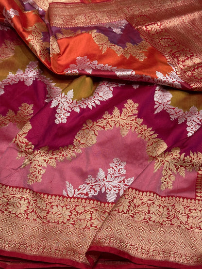 Red Rangkaat Handwoven Pure Banarasi  Saree