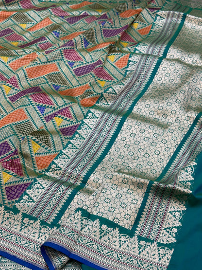 Teal Green Handwoven Pure Silk Brocade Saree