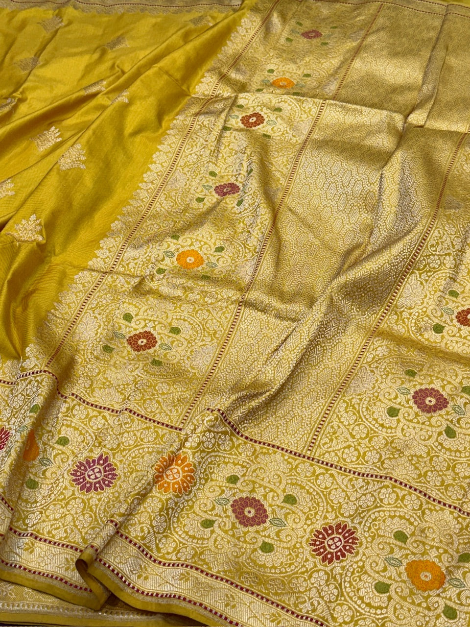 Yellow Ektara Handwoven Pure Banarasi Silk Saree