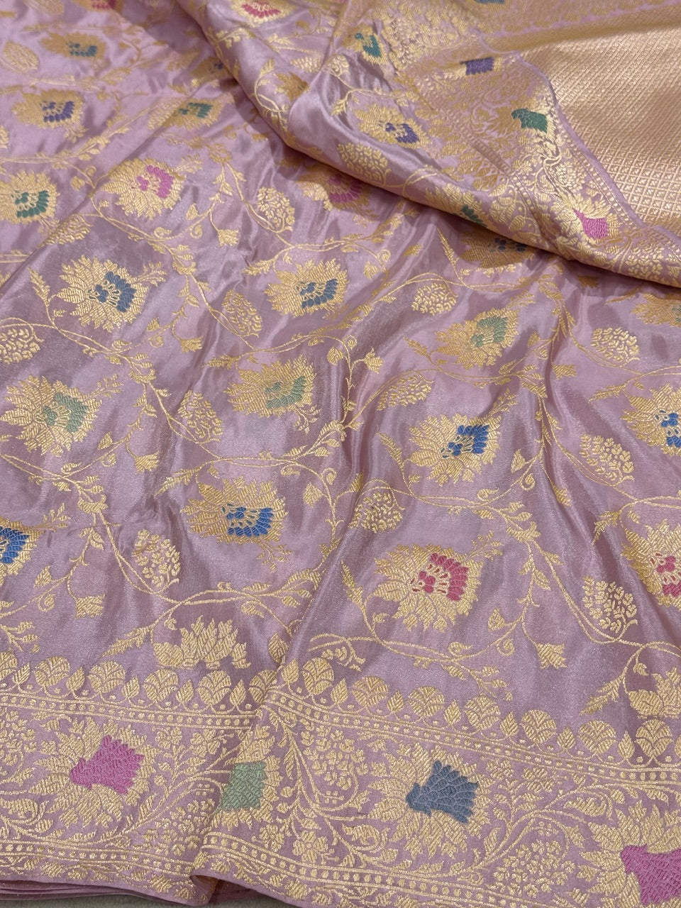 Lavender Handwoven Pure Tissue Saree