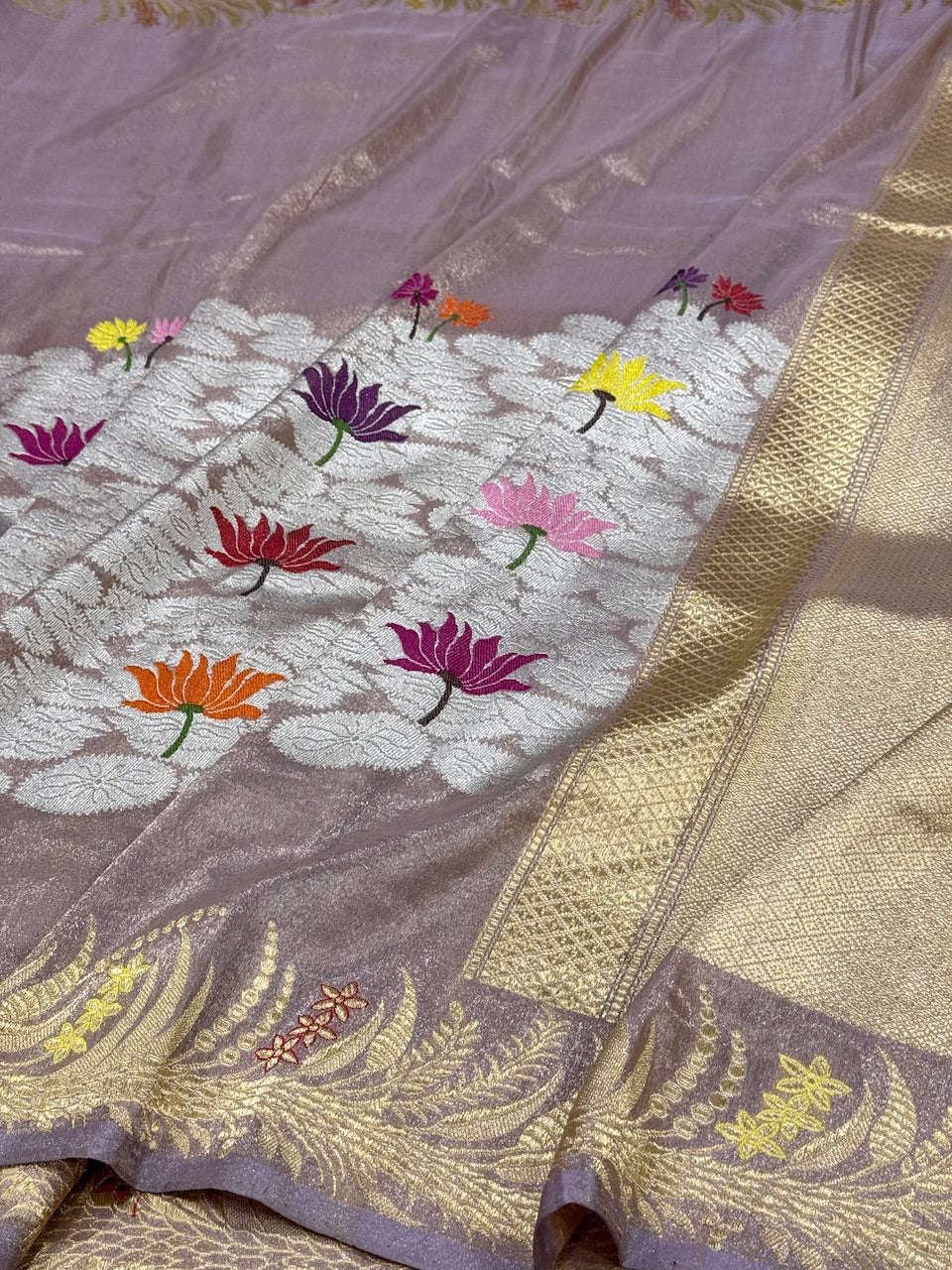 Lavender Handwoven Pure Tissue Saree