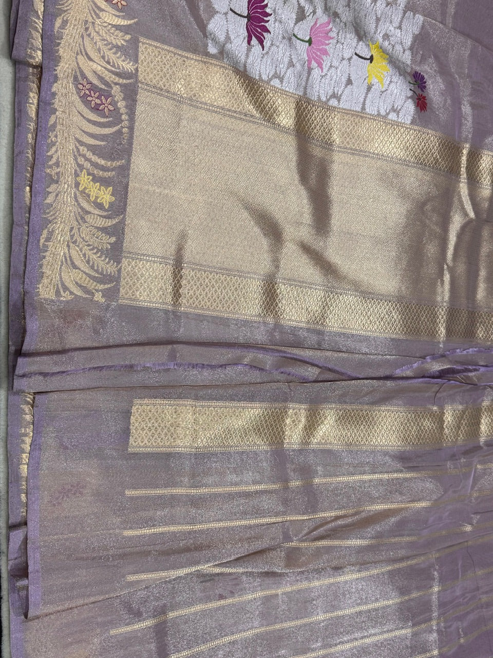 Lavender Handwoven Pure Tissue Saree