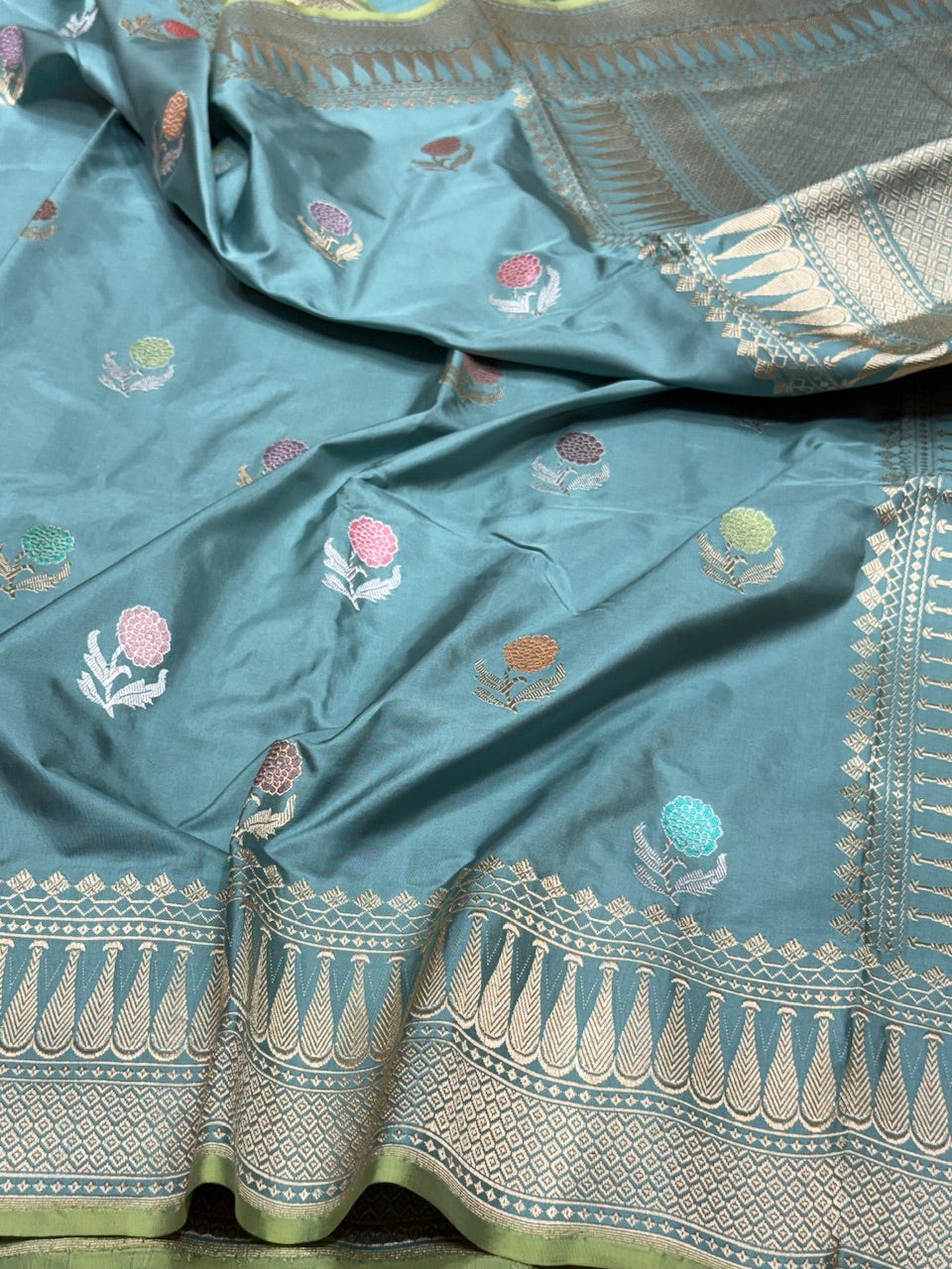 Powder Blue Handwoven Banarasi Pure Silk Saree