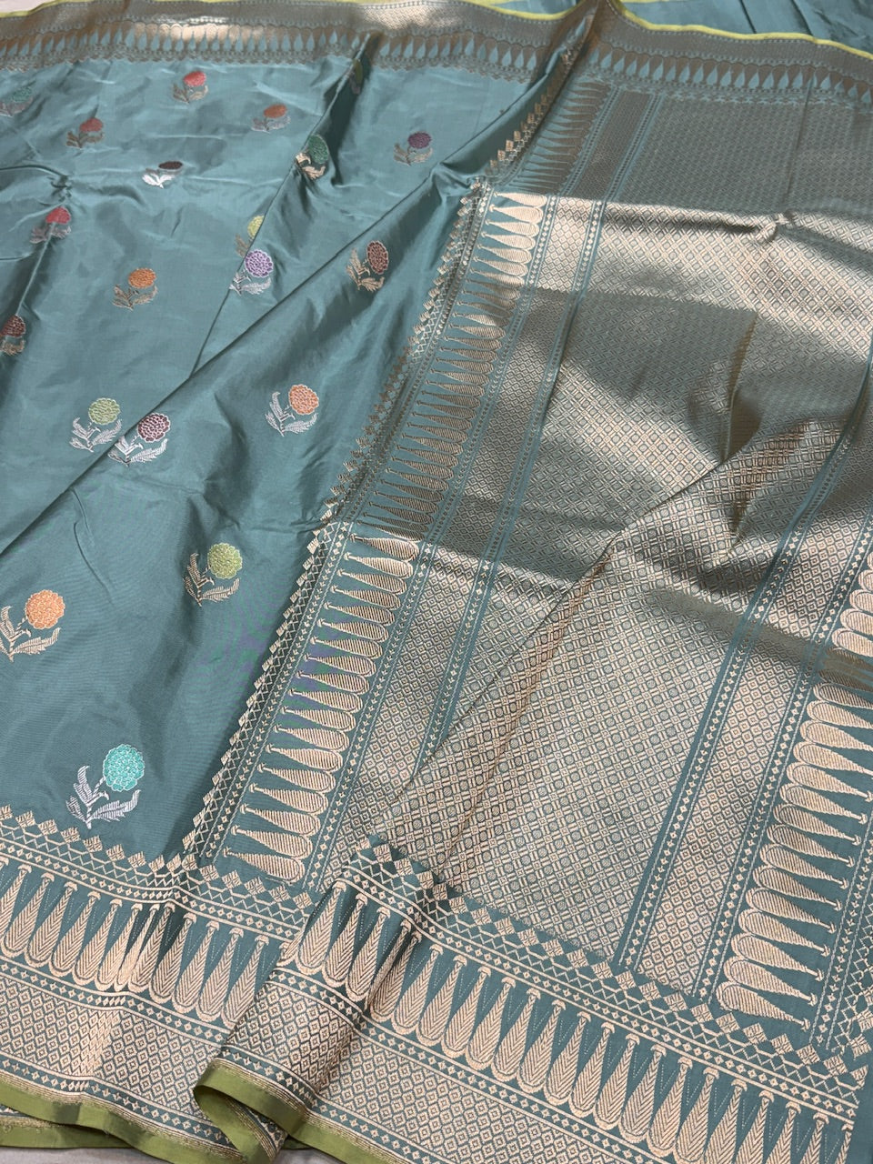 Powder Blue Handwoven Banarasi Pure Silk Saree