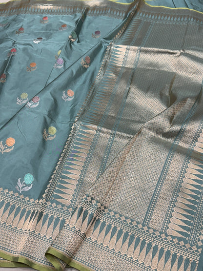 Powder Blue Handwoven Banarasi Pure Silk Saree