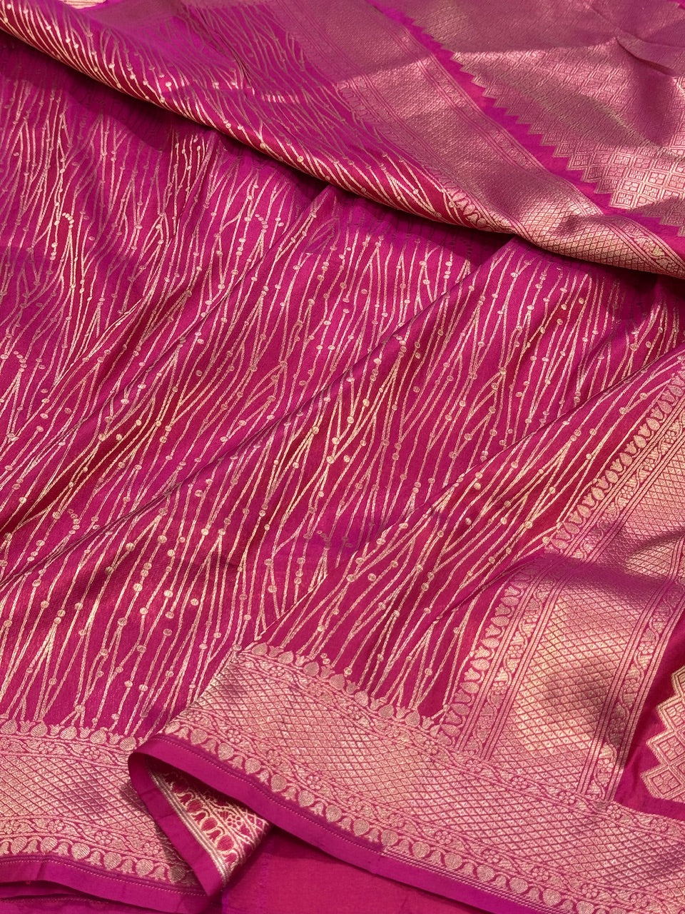 Rani Pink Pure Silk Brocade Saree