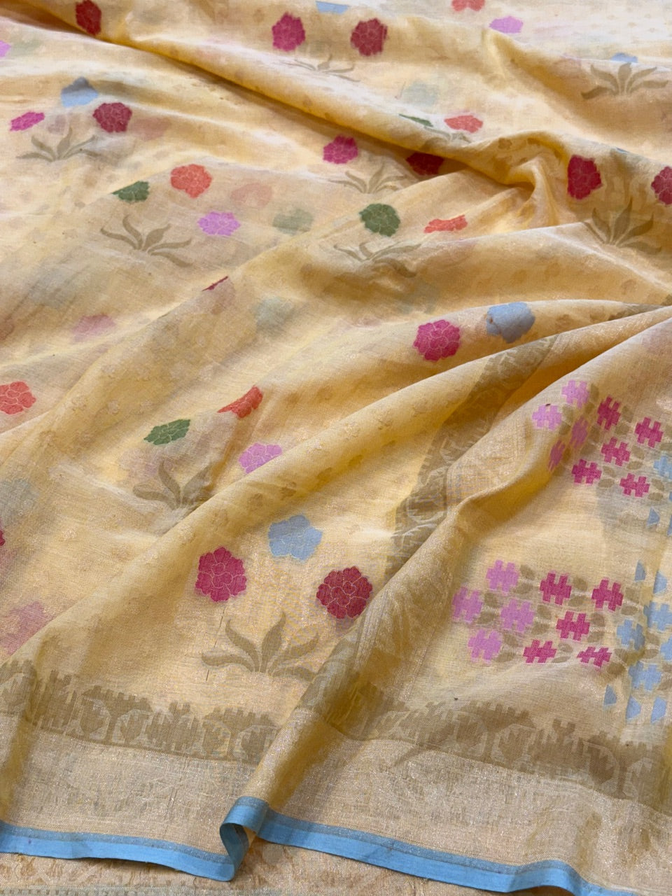 Butter Scotch Pure Muslin Cotton Jamdani Saree
