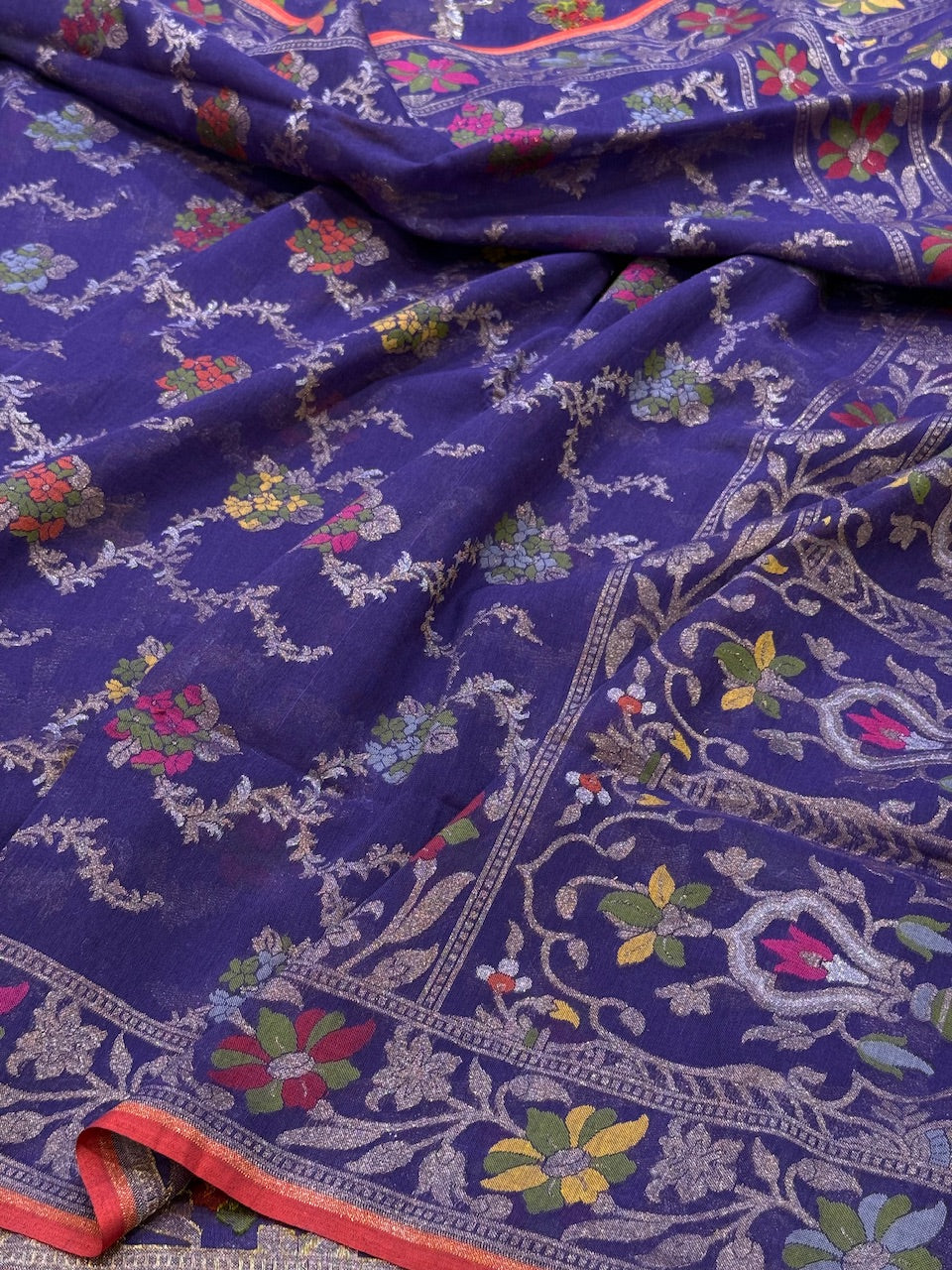 Banarasi Muslin Cotton Jamdani Saree