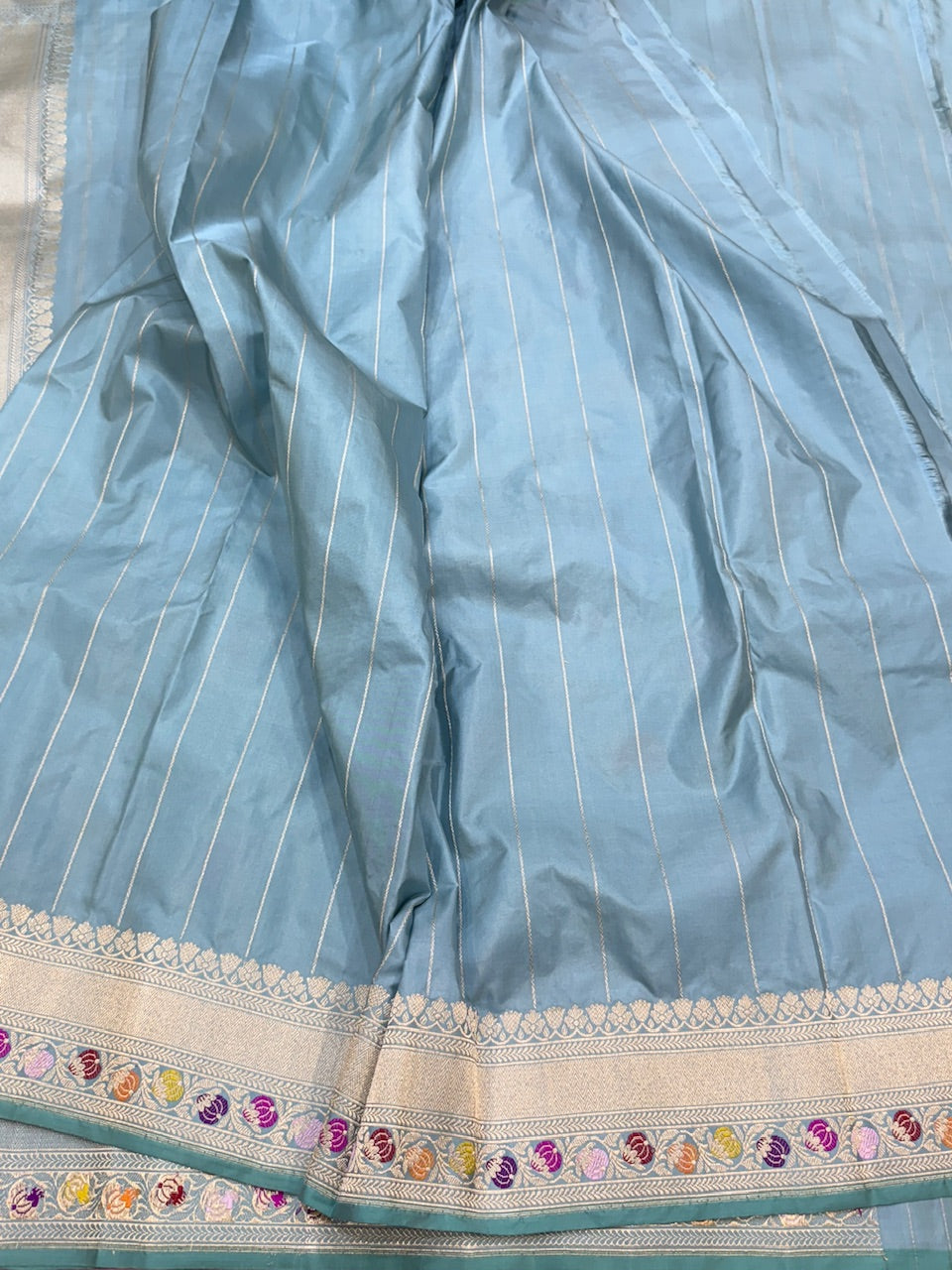 Powder Blue Handwoven Banarasi Pure Silk Saree