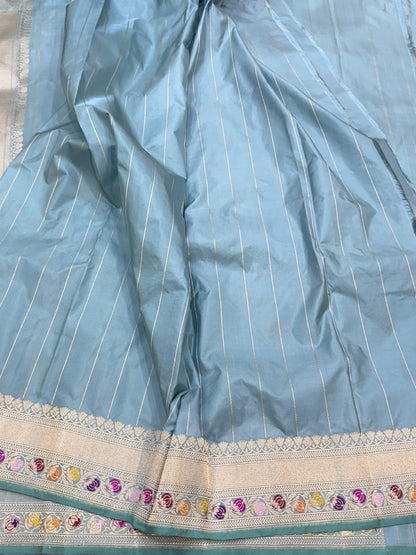 Powder Blue Handwoven Banarasi Pure Silk Saree