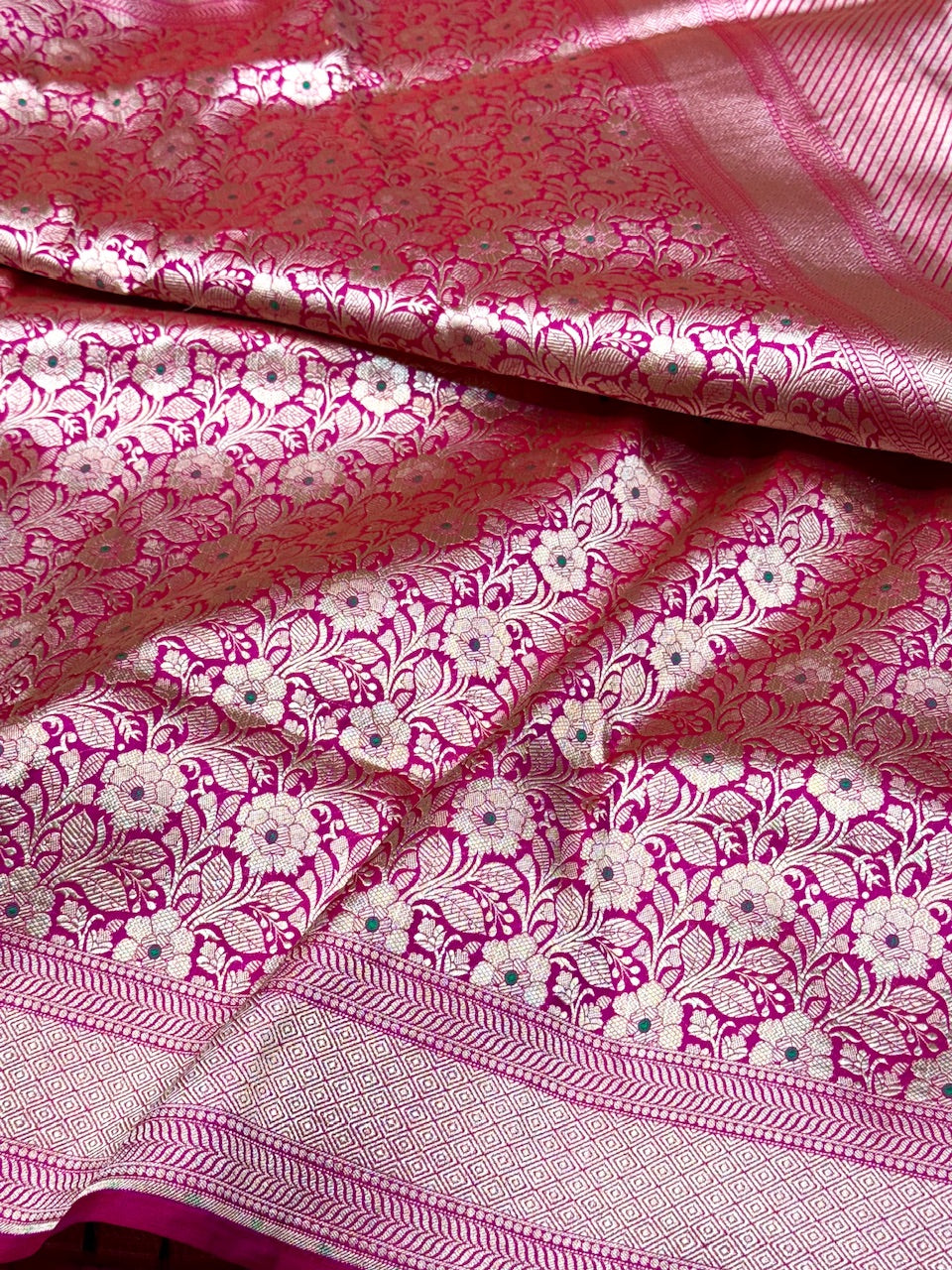 Rani Pink Minakari Pure Silk Brocade Saree