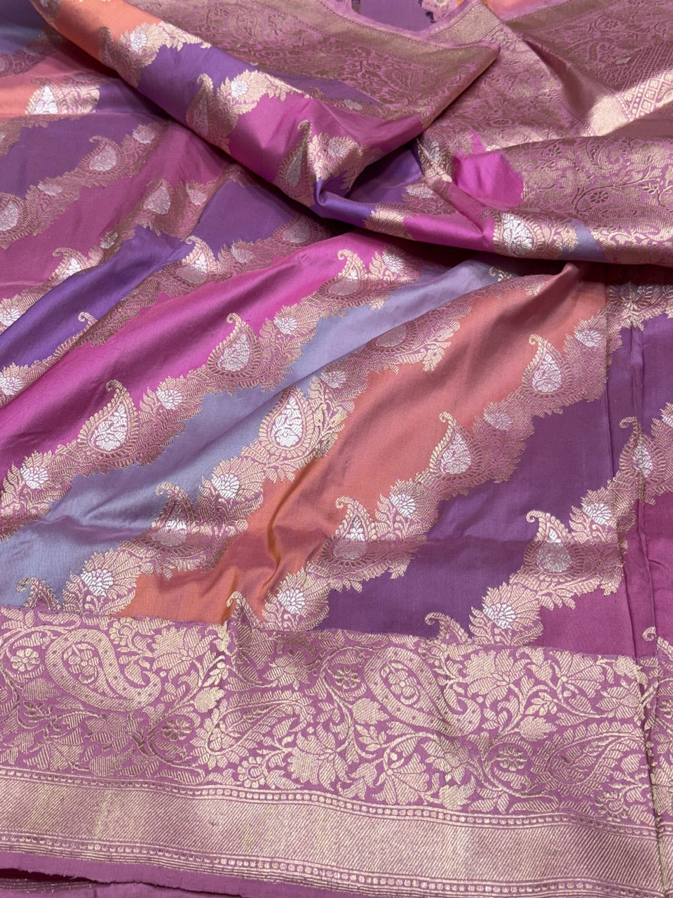 Pastel Pink Rangkaat Handwoven Pure Banarasi Saree