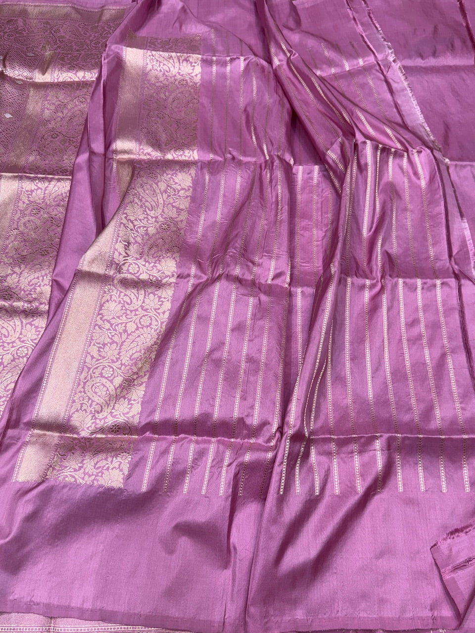 Pastel Pink Rangkaat Handwoven Pure Banarasi Saree