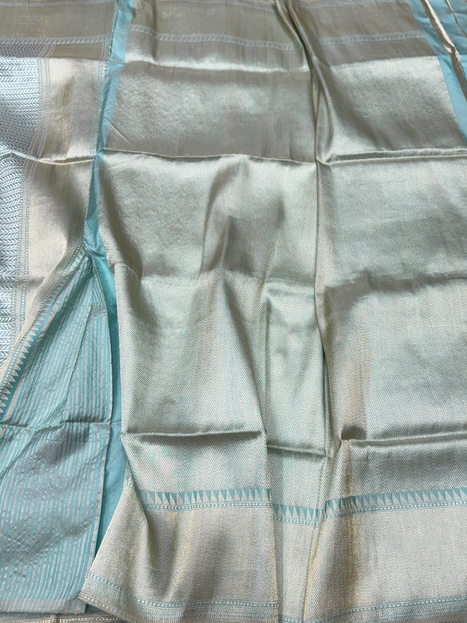 Powder Blue Handwoven Banarasi Pure Silk Saree