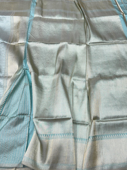 Powder Blue Handwoven Banarasi Pure Silk Saree