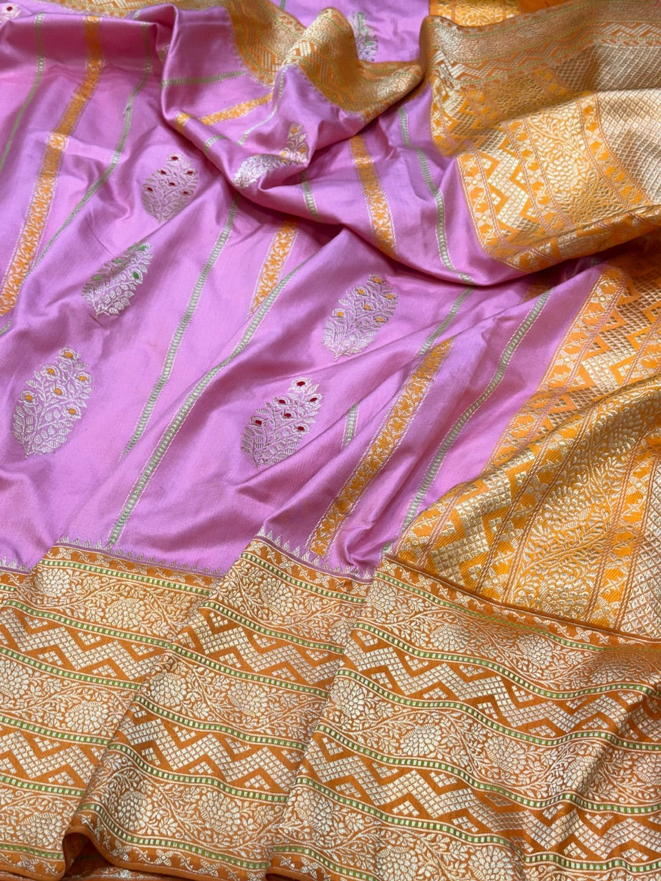 Rose Gold Handwoven Tissue Saree