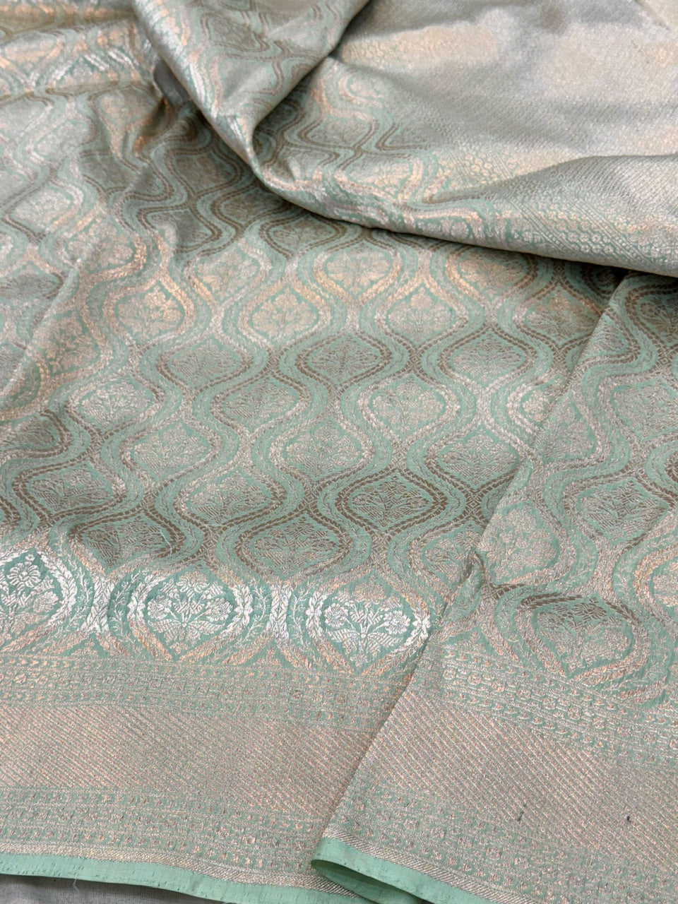 Powder Blue Pure Silk Brocade Saree