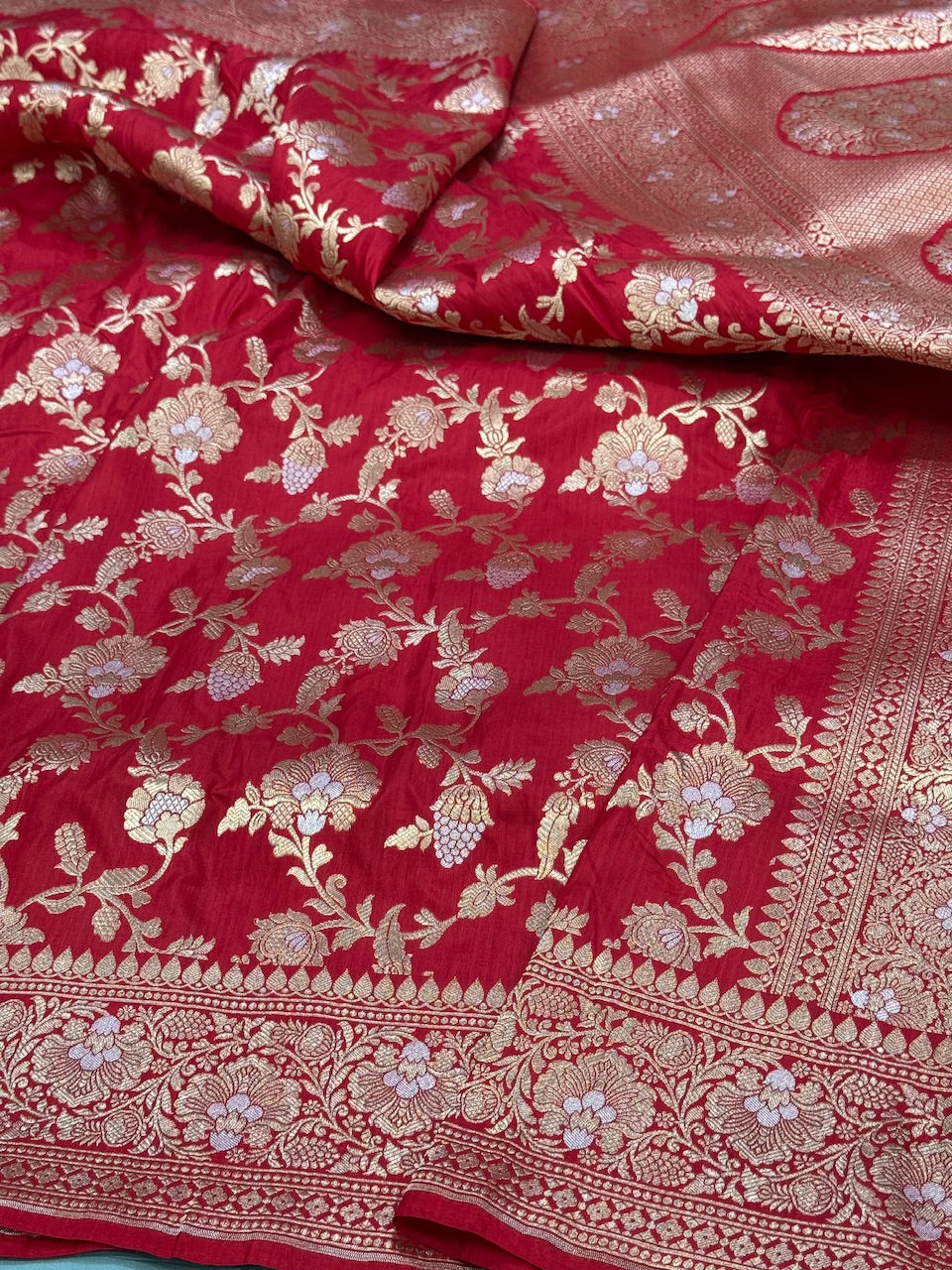 Red Sona Rupa Pure Silk Saree