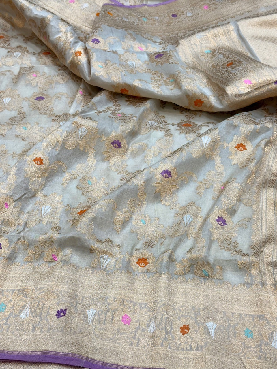 Ivory Handwoven Pure Tissue Saree