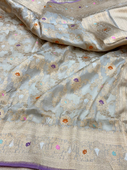 Ivory Handwoven Pure Tissue Saree
