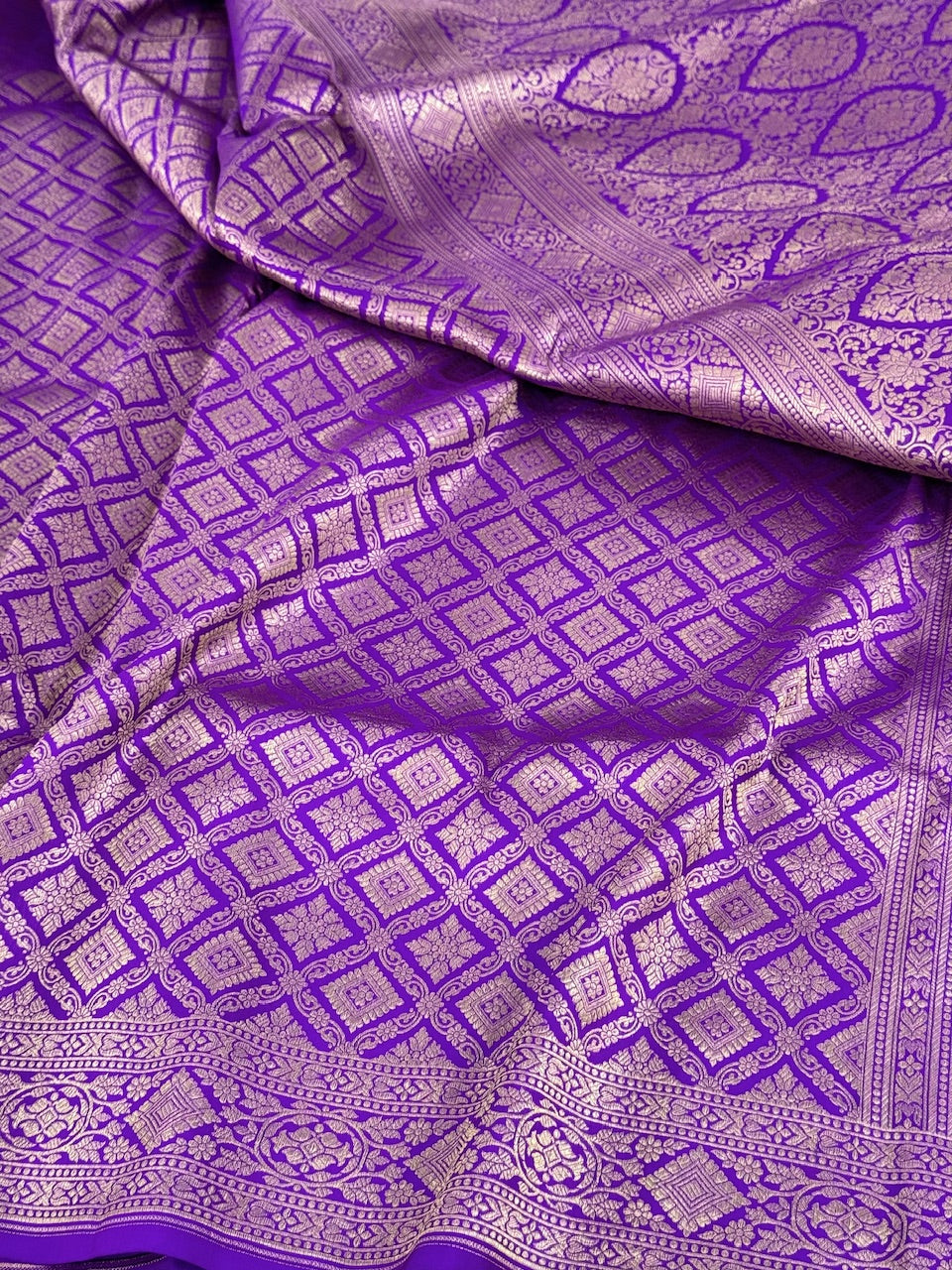 Purple Pure Silk Brocade Saree