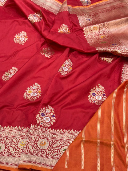 RedHandwoven Pure Banarasi Silk Saree
