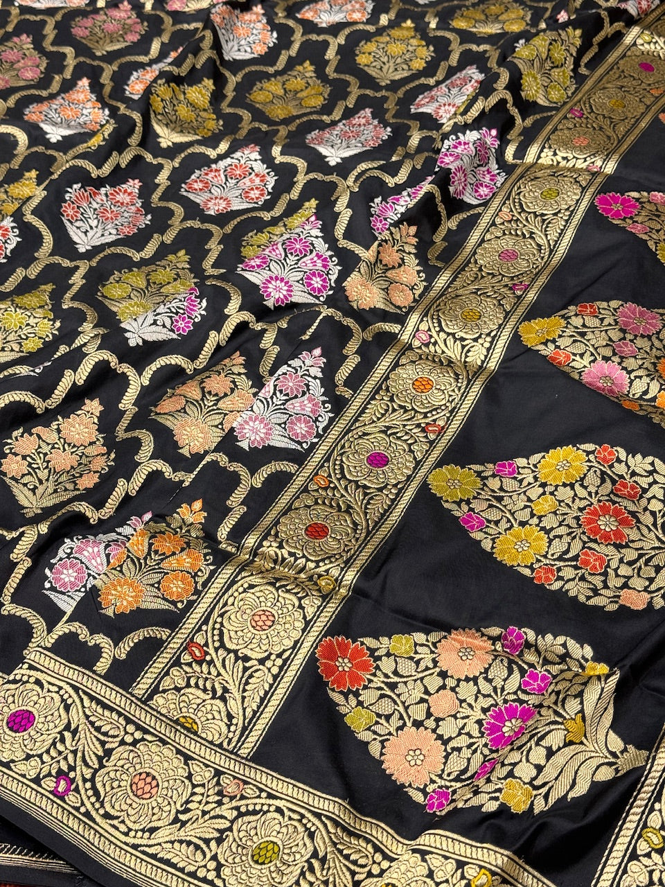 Black Minakari Handwoven Pure Silk Saree
