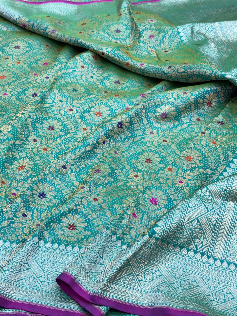 Sea Green Handwoven Pure Silk Brocade Saree