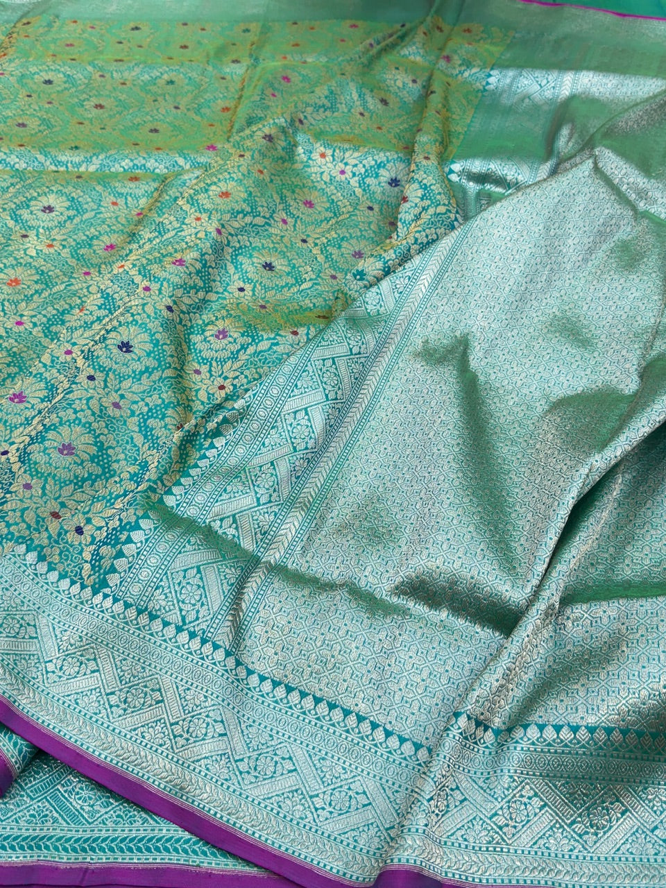Sea Green Handwoven Pure Silk Brocade Saree