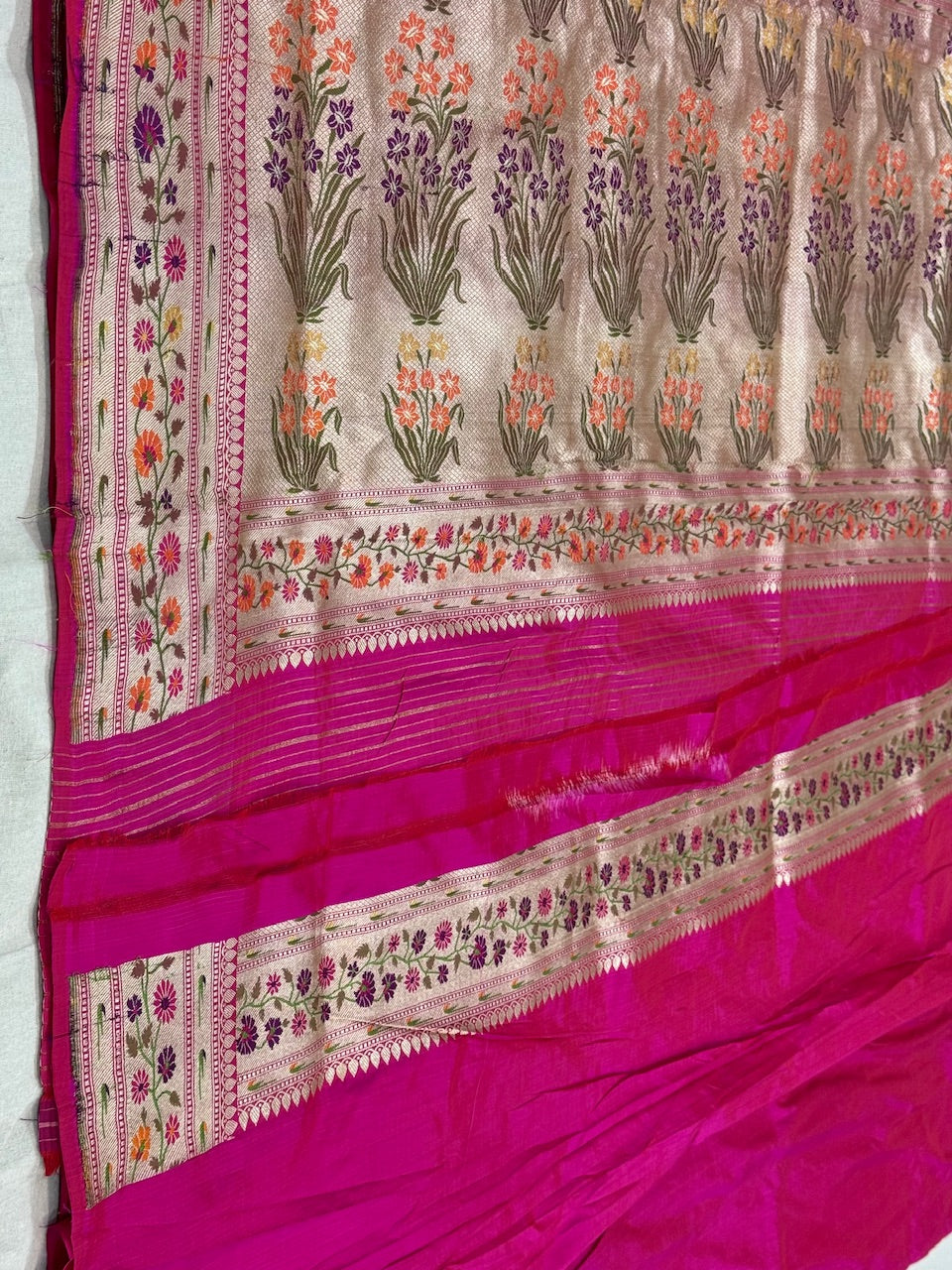 Rani Pink Minakari Paithni Border Pure Silk Saree